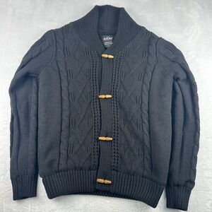 XRAY Jeans Mens Black Cable Knit Shawl Collar Toggle Button Cardigan Sweater L